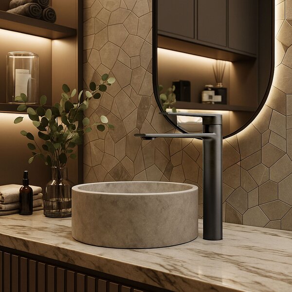 Bathroom faucet REA Storm Titanium High