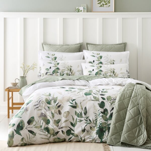 Foliage Seersucker Green Oxford Pillowcase