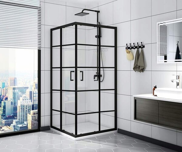 Square shower enclouser calani BLACK DELTA 90x90