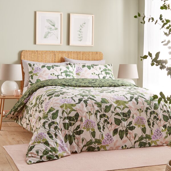 Passiflora Botanical Reversible Bedding Set Peach Vine Green