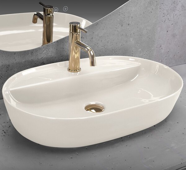 Countertop Basin REA Aura 61 Ecru Shiny
