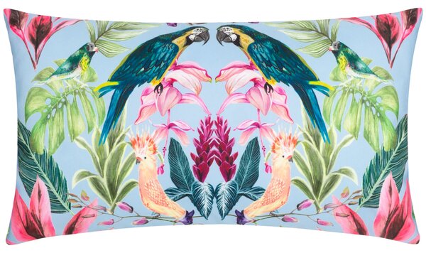 Kali Birds Exotic 30cm x 50cm Boudoir Outdoor Filled Cushion Sky Blue