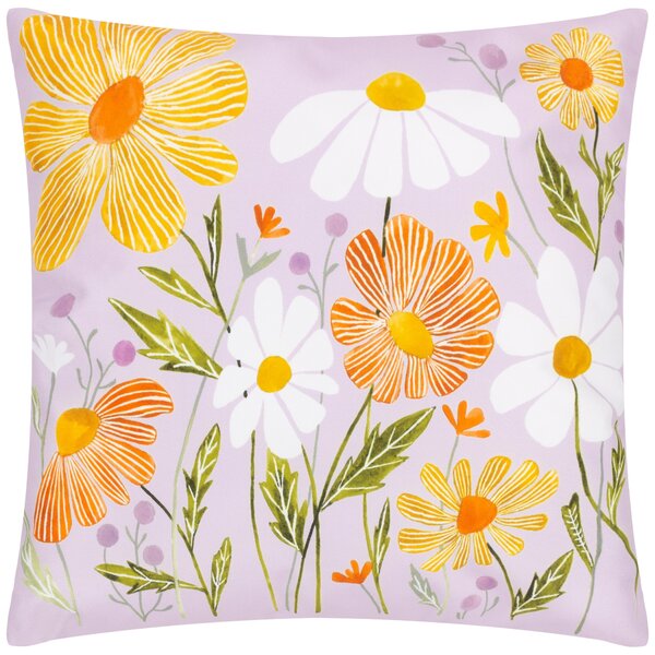 Wildflowers Country Outdoor 43cm x 43cm Filled Cushion Lilac Peach