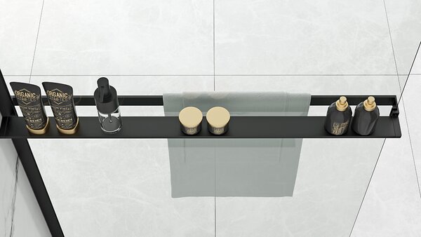 Towel rail shelf EVO BLACK for shower walls