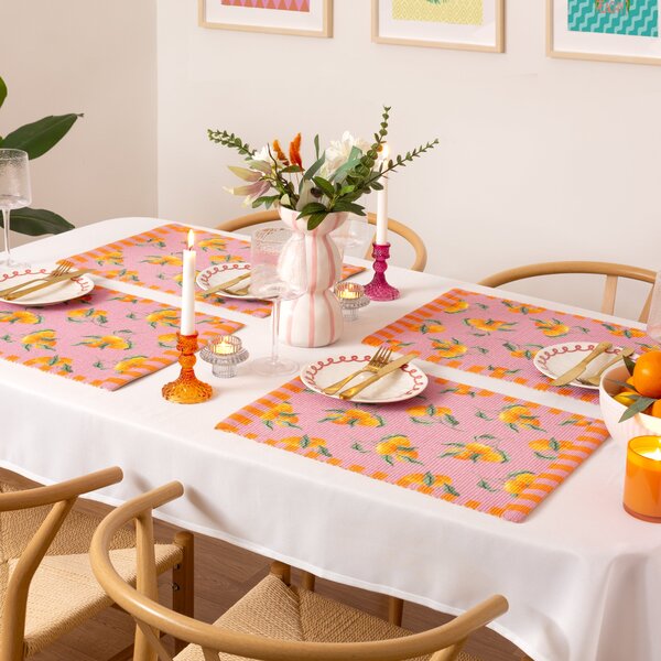 Oranges Set of 4 Indoor Outdoor 46cm x 36cm Placemats Pink