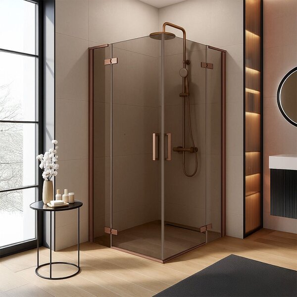 Shower enclosure REA Hugo Double 80x80 Copper Brush