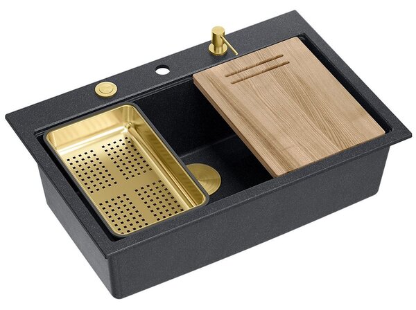 Granite sink MARC 110 WORKSTATION Black Metallic