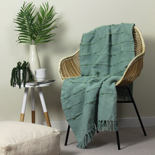 Motti Woven Tufted Stripe 140cm x 180cm Throw Seafoam