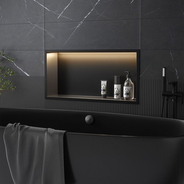 Bathroom shelf LED 30x60 black
