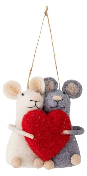 Bloomingville Peo Christmas ornament mice heart Red-white-grey