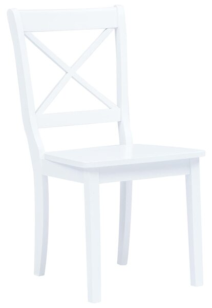 Dining Chairs 2 pcs White Solid Rubber Wood