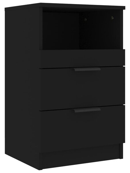 Bedside Cabinet Black Engineered Wood