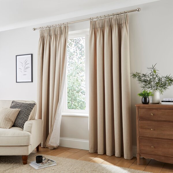 Striped Insulated Pencil Pleat Natural Curtain Linings Natural