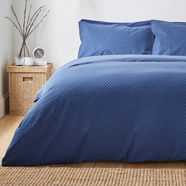 Aubrey Blue 100% Cotton Duvet Cover and Pillowcase Set Light Blue