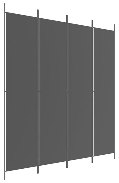 4-Panel Room Divider Black 200x220 cm Fabric