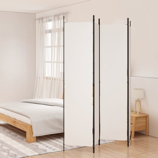 4-Panel Room Divider White 200x220 cm Fabric