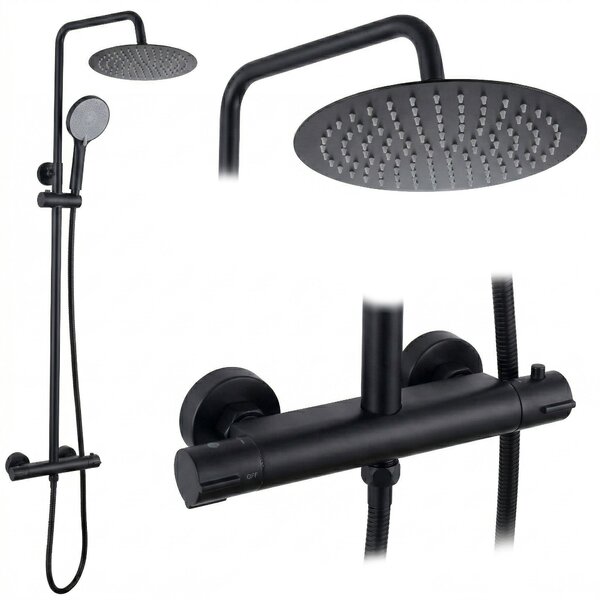 Shower set without spout with thermostat Rea Lungo Black