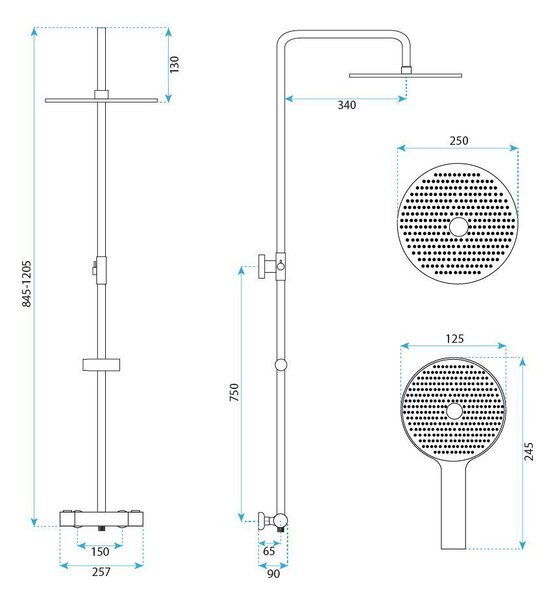 Shower set without spout with thermostat Rea Lungo Black