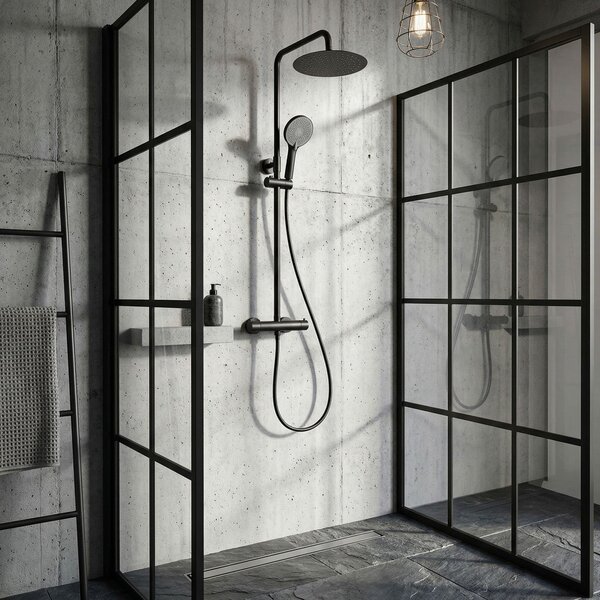 Shower set without spout with thermostat Rea Lungo Black