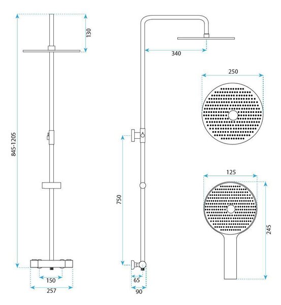 Shower set without spout with thermostat Rea Lungo Titan