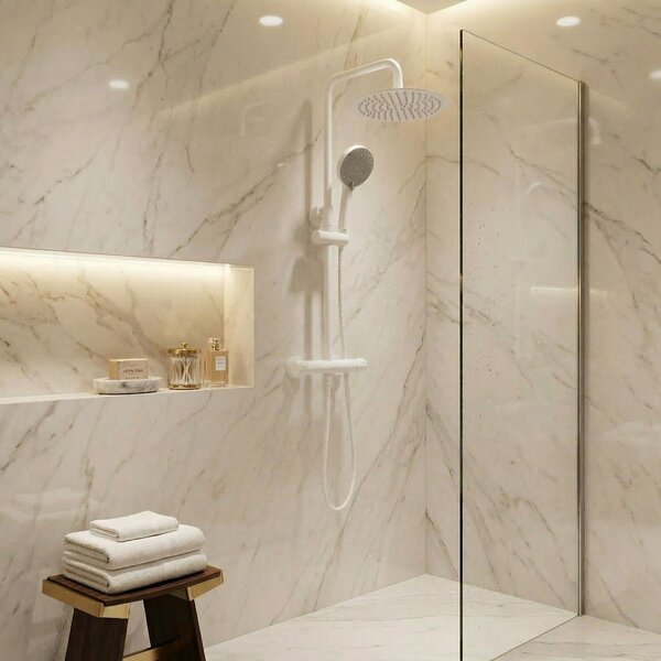 Shower set without spout with thermostat Rea Lungo White