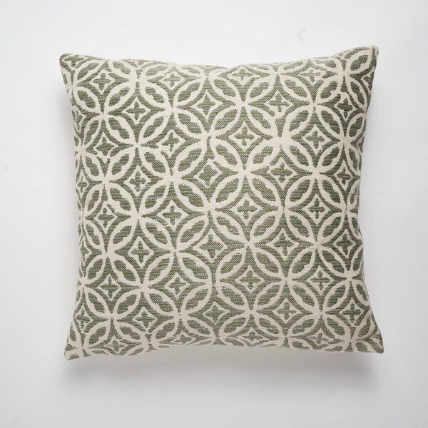 Textured Geometric Sage Cushion Green/White