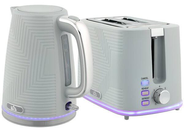 HOMCOM Modern Kettle and Toaster Set - Grey