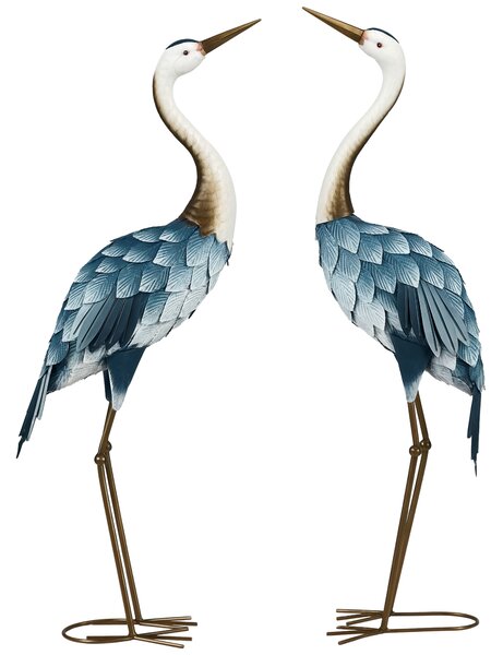 Outsunny Crane Garden Ornaments, 2 PCS Garden Statue Set, Steel Garden Gifts for Patio Pond Landscape Decoration, Multi-Colour Aosom UK