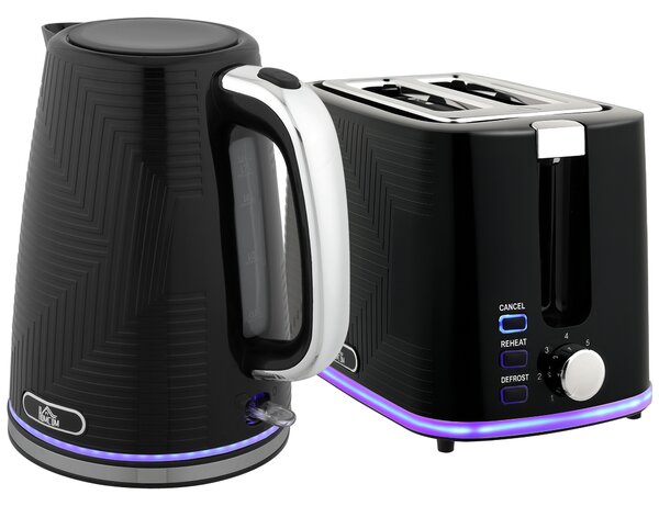 HOMCOM Modern Kettle and Toaster Set - Black