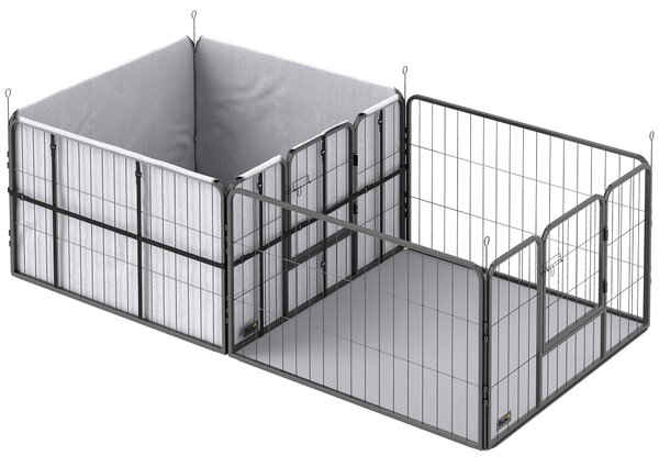 PawHut 7 Panel Dog Whelping Box, Heavy Duty Dog Playpen with Washable Pee Pads, Windproof Fabric, for Small and Medium Dogs