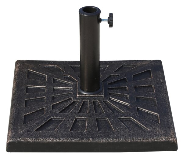Outsunny 15kg Parasol Base Durable Patterned Colophony Garden Patio Square Umbrella Stand Base Stand Bronze Aosom UK