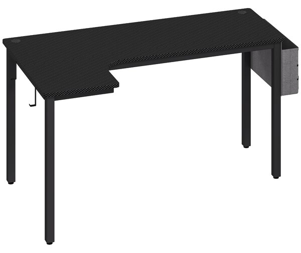 HOMCOM L-Shaped Computer Gaming Desk with Fabric Bag, Hooks and Cable Management, 145 x 81 x 76cm - Black