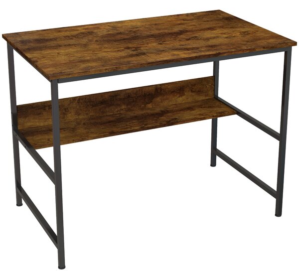 HOMCOM 2-Tier Computer Desk, 100 x 60 cm, Rustic Brown