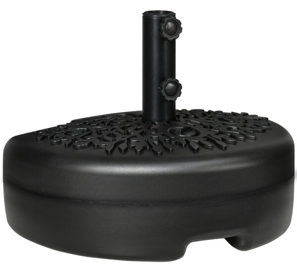 Outsunny Half Round Umbrella Base, Half Patio Parasol Stand Holder for Deck, Garden, Fit 3.8 cm or 4.8 cm Pole, Black Aosom UK