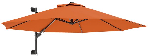 Outsunny 3(m) Wall-Mounted Parasol Shade, with Handle - Orange