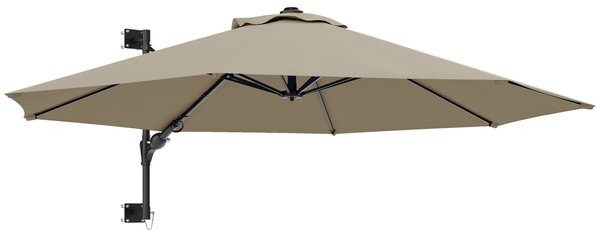 Outsunny 3(m) Wall-Mounted Parasol Shade, with Handle - Khaki