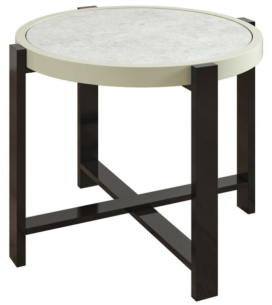 Outsunny Round Small Garden Table, 60cm Outdoor Side Table with Faux Marble Tempered Glass Top, Aluminium Frame for Garden, Patio, Balcony, Light Grey