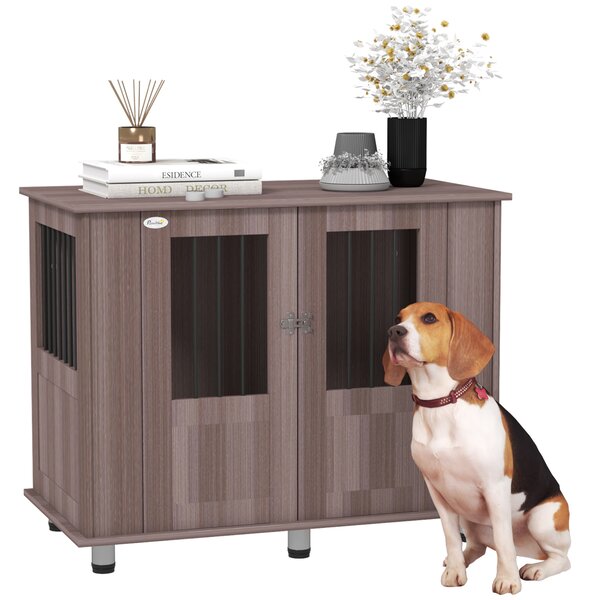 PawHut Dog Crate Table for Medium and Large Dogs with Magnetic Door for Indoor Use, 95 x 55 x 75 cm, Purple