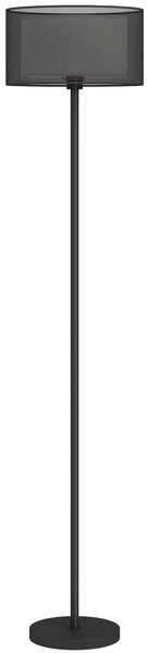 HOMCOM Floor Lamp for Living Room, Modern Standing Lamp with Double Layer Shade & Foot Switch, Minimalist Tall Pole Lampshade for Bedroom, Office, Black