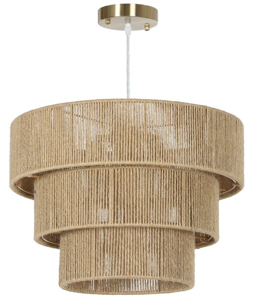 HOMCOM Hemp Rope Pendant Light, 3-Layer Boho Ceiling Light Shade, E14 Vintage Lampshade for Living Room, Bedroom, Kitchen, Hallway, Light Brown