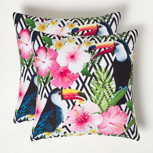 Homescapes Toucan Outdoor Cushions for Garden Water Resistant 45 cm, Set of 2