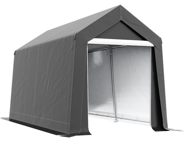 Outsunny 3.6 x 2.1m Portable Outdoor Shed, with Window - Dark Grey Aosom UK