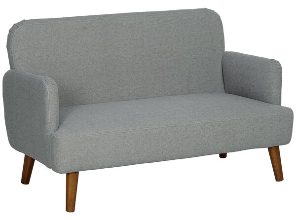 HOMCOM Velvet Feel Fabric 2 Seater Sofa, Small Sofa Loveseat with 21cm Thick Padding and Wood Legs, Grey