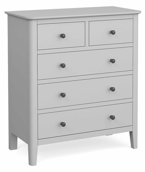 Elgin Grey Scandi 2 over 3 Chest of 5 Drawers, Painted Pine Wood | Roseland Furniture