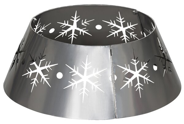 HOMCOM Christmas Tree Collar, 66cm Christmas Tree Base Cover with Hollow Snowflake Patterns, Xmas Decoration for Party, Holiday, Home, Silver