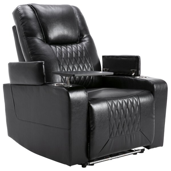 Adjustable Electric Leather Recliner Chair with USB Port, Storage, Ambient Light, 360° Swivel Gaming Recliner Chair, 92x80x108 cm, Black Aosom.UK