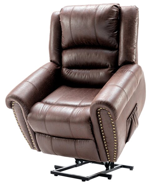 Large Power Lift Recliner Chair with Heating Massage Points, Heavy Duty Electric Recliner USB Port, Side Pockets, 104x106x102 cm, Brown Aosom UK