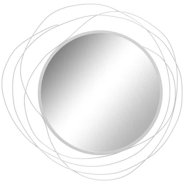 HOMCOM Abstract Metal Wire Wall Mirror, with Accessories - Silver Aosom UK