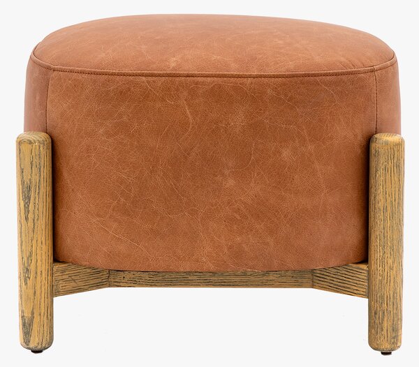 Relaxer Footstool in Vintage Brown Leather
