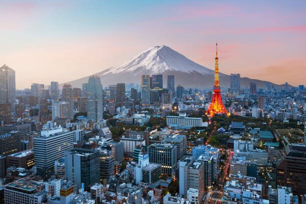 Art Photography Mt. Fuji and Tokyo skyline, Jackyenjoyphotography, (40 x 26.7 cm)